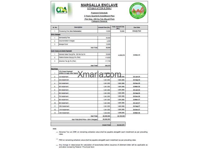 10 Marla Plot in DHA/CDA Margalla Enclave, Islamabad