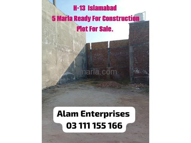H13  5 Marla plot  for sale
