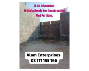 H13 5 marla plot for sale. ready for construction plot