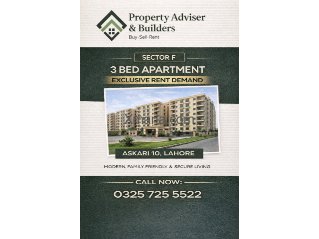 3 Bed Apartment for Rent – Askari 10, Sector F