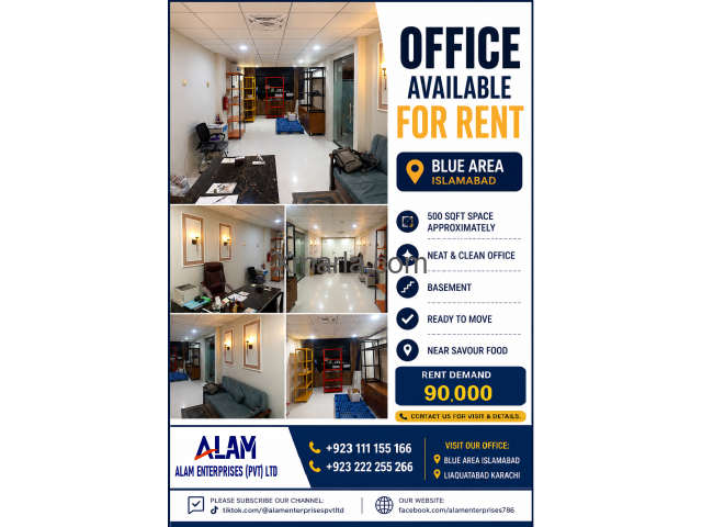 456 sqft office for rent , blue area , mezzanine floor 456 sqft office for rent , blue area , mezzanine floor